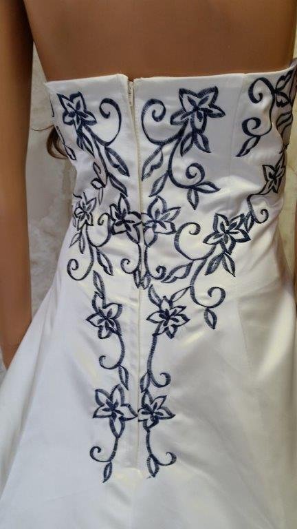ivory and navy wedding dress